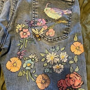 Hand-Painted, Floral Lucky Brand Jeans: Mid Rise, Straight, Sweet